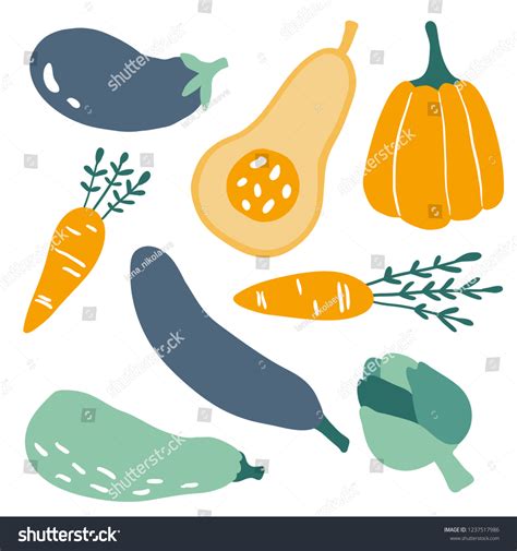 Set Hand Drawn Colorful Doodle Vegetables Stock Vector Royalty Free