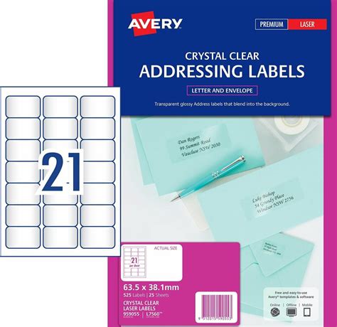 Avery Crystal Clear Address Labels L7560 525pack Mega Office Supplies