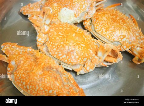 Cuisine And Food Steamed Blue Crab One Of The Most Famous Seafood In