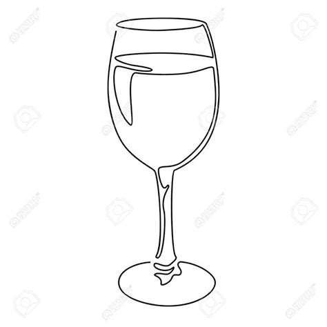 Continuous Line Drawing Glass Of Wine Vector Illustration Stock