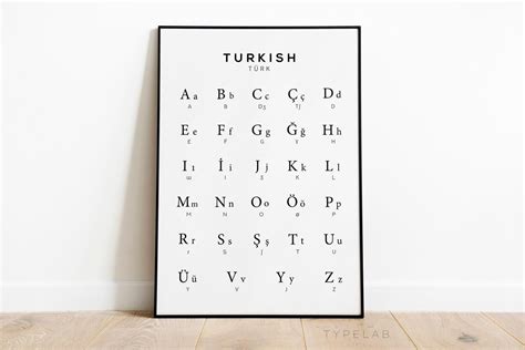 Turkish Alphabet Chart Print Turk Alphabet Poster Turkish Etsy Uk
