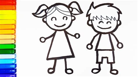 Learn How To Draw Boy And Girl Easy Simple Drawing And Coloring Pages