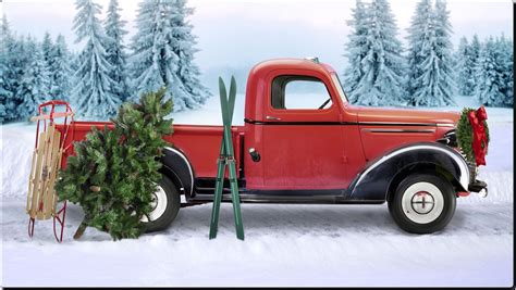 Awasome Old Truck With Christmas Tree Desktop Wallpaper Ideas