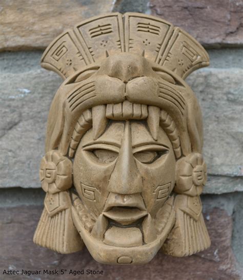 More images for art mayan jaguar warrior » History Aztec Maya Artifact Warrior mask Jaguar Sculpture ...