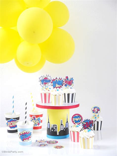 Diy Superhero Birthday Cupcake Stand Party Ideas Party Printables Blog