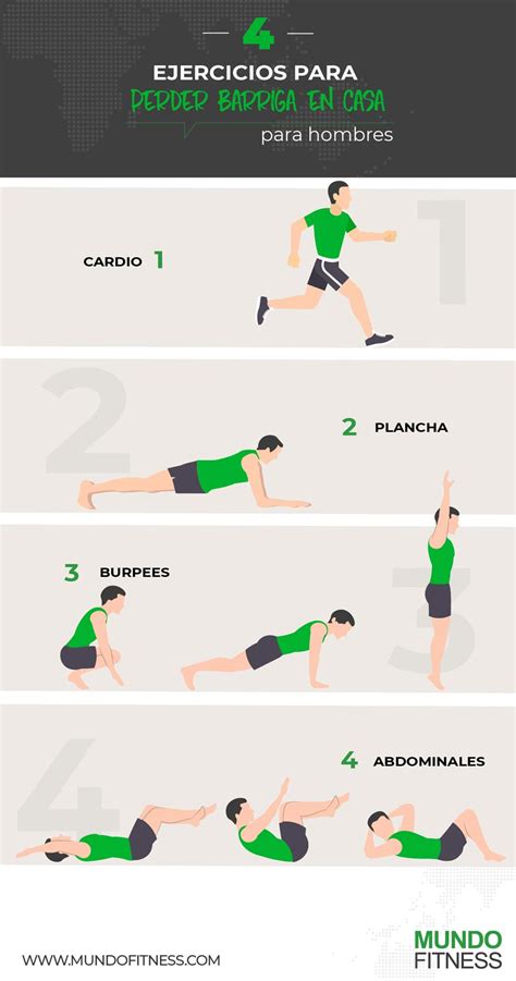 Estos son algunos ejercicios para perder barriga en casa que puedes incluir en tu rutina, o bien puedes practicar cuando no vayas al gym. 4 ejercicios para perder barriga en casa (para hombres)