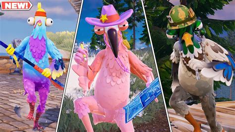 Fortnite Birds Of A Feather Skins Gameplay Budge Tex Flamingo And Sgt