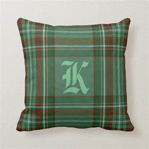 Kelly Tartan Monogram Pillow Monogram Pillows Tartan