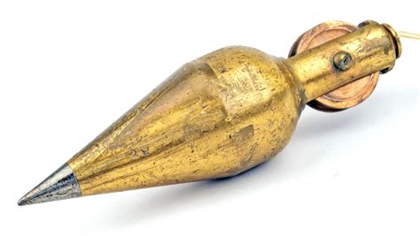 Large 7″ Brass Plumb Bob With Reel Vintage Vials