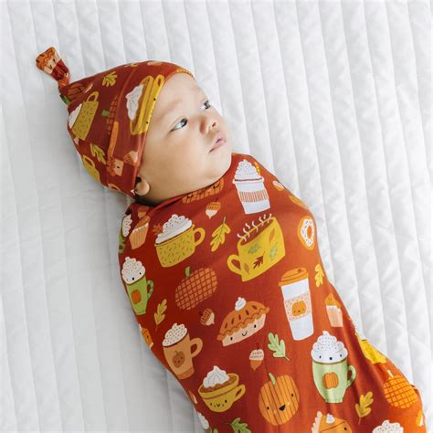 Pumpkin Spice Swaddle And Hat Set Little Sleepies