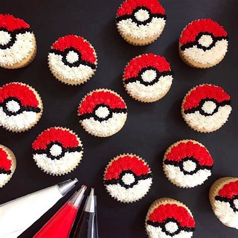 Poké Ball Cupcakes Made For A Themed Birthday Party This Weekend 😊 I
