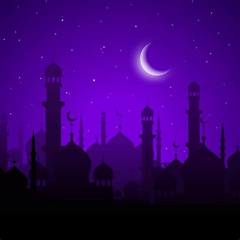 Premium Vector Arabian City Night Scene Arab Mosques And Minarets