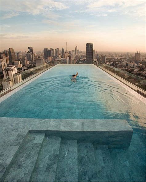 Rooftop Pool In Bangkok 📸 Gypseetravel Luksusowe Baseny Piękne Miejsca Baseny