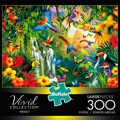 Bonus poster included for help in solving. Vivid Wings 300 Large Piece Jigsaw Puzzle - Buffalo Games