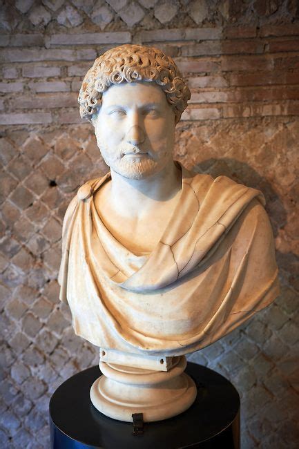 Marble Statue Bust Of Emperor Hadrian At Hadrians Villa Villa
