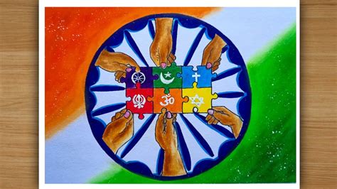 Unity In Diversity Drawing With Oil Pastel United India Drawing Youtube