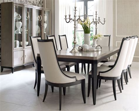 Symphony Platinum And Black Tie Extendable Rectangular Dining Table From