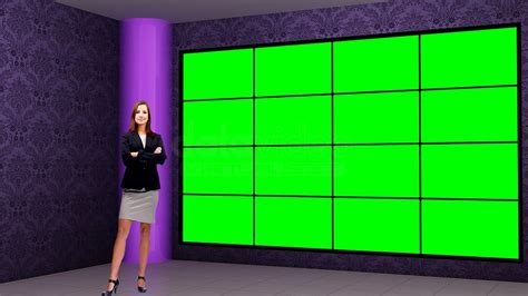 News 048 Tv Studio Set Virtual Green Screen Background Psd Datavideo