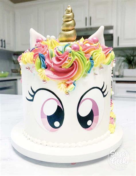 How to draw a unicorn cake easy youtube. Rainbow Unicorn Cake Tutorial + Free Eye Printable | Sugar Geek Show