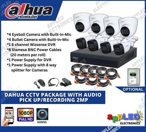 Dahua Cctv Package With Audio Pickuprecording 2mp 8 Cameras With Built