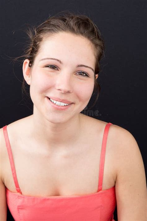 Natural Beauty Portrait Of Charming Young Woman Cute Smiling Stock