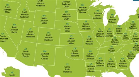 Map Of The Most Common Last Names In The Us Mapporn Photos