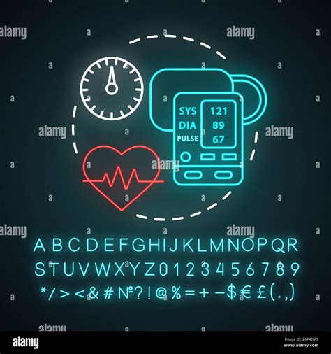 Blood Pressure Measuring Neon Light Concept Icon Heart Functioning