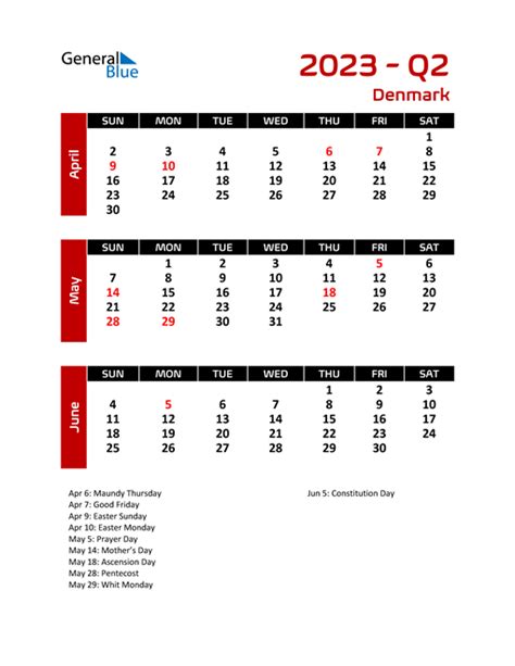 Denmark Calendars With Holidays