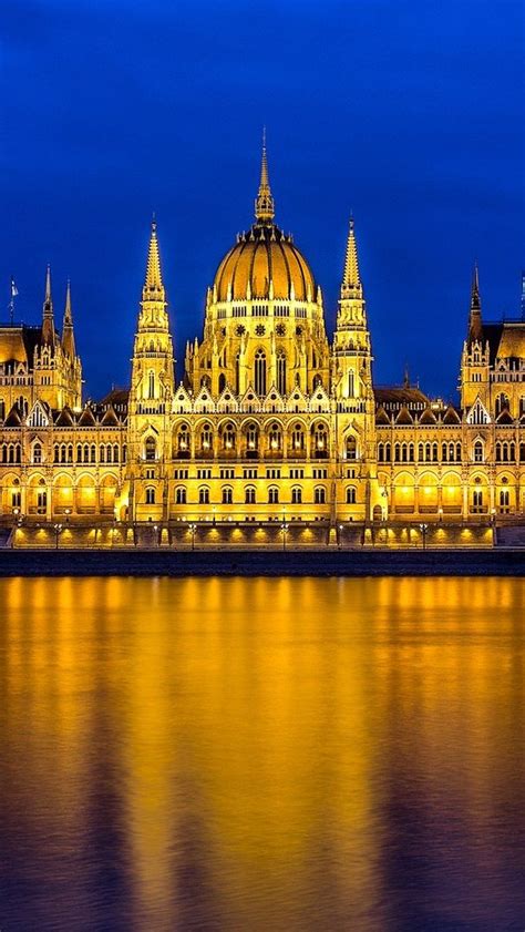 Hungarian Parliament Building At Budapest By Night