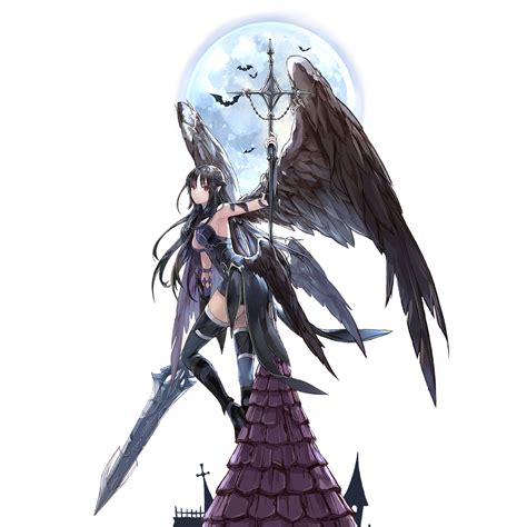Safebooru Angel Armband Aselica Ass Bat Black Hair Black Wings Breasts Dark Persona Dress