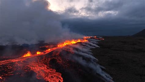 Stunning Drone Footage Of Volcano Fissure In Iceland