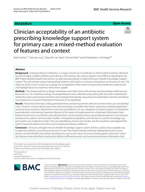 Pdf Clinician Acceptability Of An Antibiotic Prescribing Knowledge