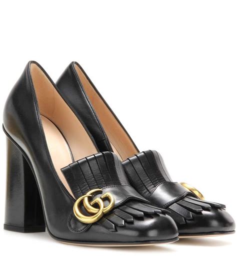 Leather Loafer Pumps Gucci Mytheresa Com High Heel Loafers Black Loafer Shoes Gucci