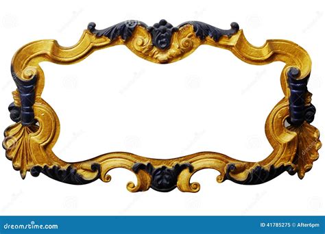 Ornament Frame Of Gold Plated Vintage Floral Victorian Style Stock