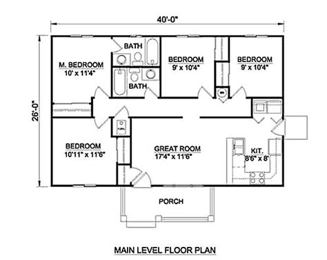 Check out our open floor plans selection for the very best in unique or custom, handmade pieces from our architectural drawings shops. Ranch Style House Plan - 4 Beds 2 Baths 1040 Sq/Ft Plan #116-257 | Ranch house remodel, Ranch ...