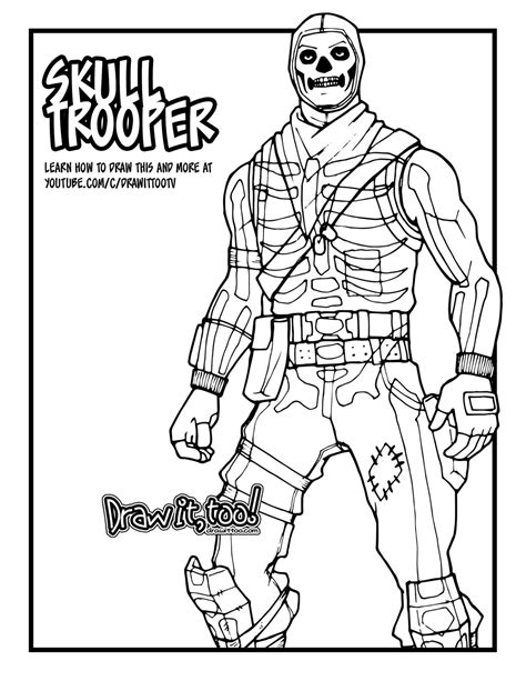 Coloring pages free printable fortnite coloring pages. How to Draw SKULL TROOPER (Fortnite: Battle Royale) Drawing Tutorial | Draw it, Too!