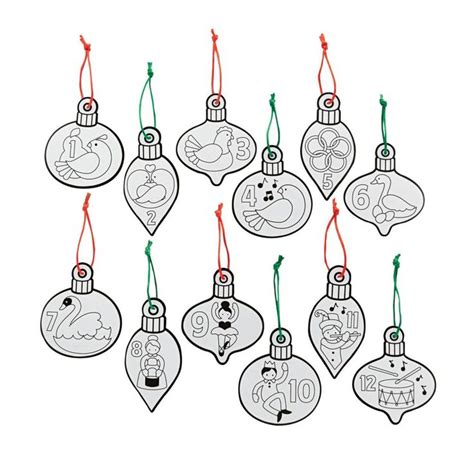 Color Your Own 12 Days Of Christmas Ornament Craft Kit Makes 12