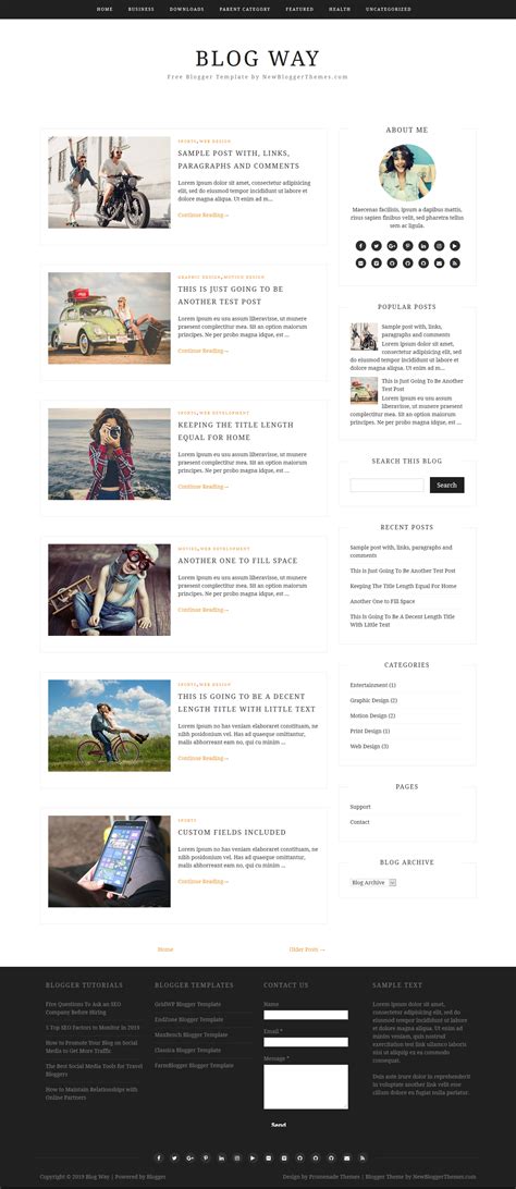 Blog Way Free Blogger Template Themewide