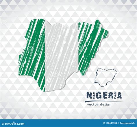 Nigeria Vector Map With Flag Inside Isolated On A White Background