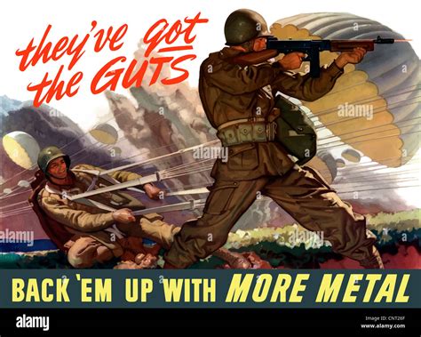 This Vintage World War Ii Poster Features Airborne Troops Parachuting