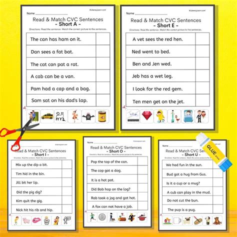 Phonics Worksheets Cvc Short Vowels Roll Read Sentences