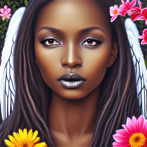 Stunningly Beautiful Black Woman Angel 4k Graphic · Creative Fabrica