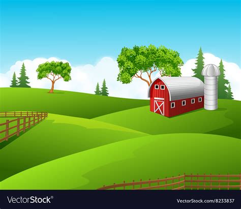 Beautiful Farm Landscape Background Royalty Free Vector
