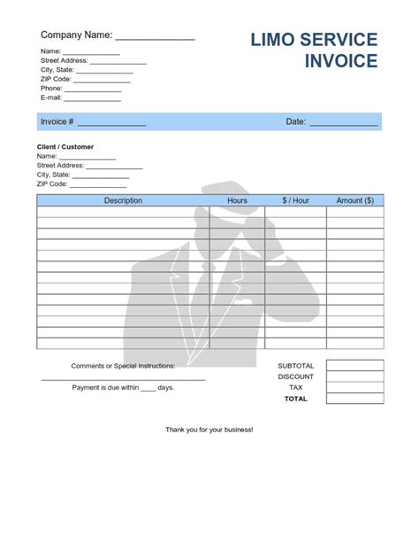 Limo Service Invoice Template