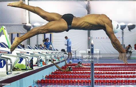 Olympic Refugee Team Swimmer Rami Anis Dives While Training At The