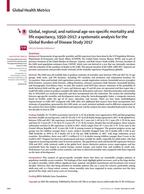 pdf global regional and national age sex specific mortality and life expectancy 1950 2017