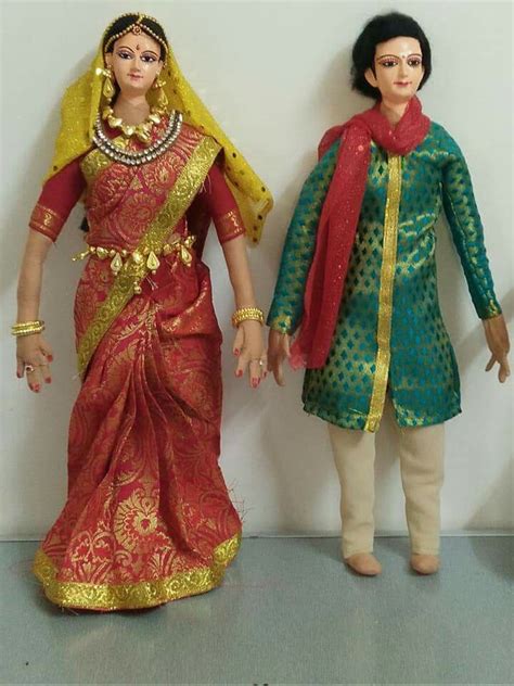Indian Handmade Couple Dolls Couples Doll Barbie Bridal Cloth Dolls Handmade Indian
