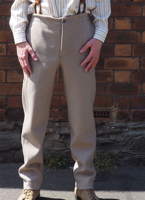 Mens High Waist Trousers In Heavy Wool Cavalry Twill Etsy