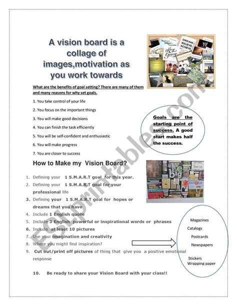 Vision Board Worksheet Pdf Unity Wiring
