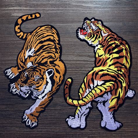 1pcs Cool Big Tiger Embroidered Patch Applique Iron On Applique Patches For Clothes Diy Fashion